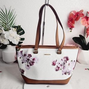 Calvin Klein Janae Orchid Logo White Tote